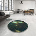 Round Patterned Sea Green Rug in a Office, pat154lblu