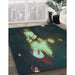 Patterned Sea Green Rug in Family Room, pat154lblu