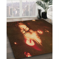 Patterned Mahogany Brown Rug, pat154org