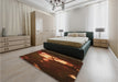 Patterned Mahogany Brown Rug in a Bedroom, pat154org