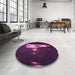 Round Patterned Purple Lily Purple Rug in a Office, pat154pur