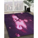 Patterned Purple Lily Purple Rug in Family Room, pat154pur