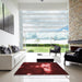 Square Patterned Maroon Red Rug in a Living Room, pat154rd