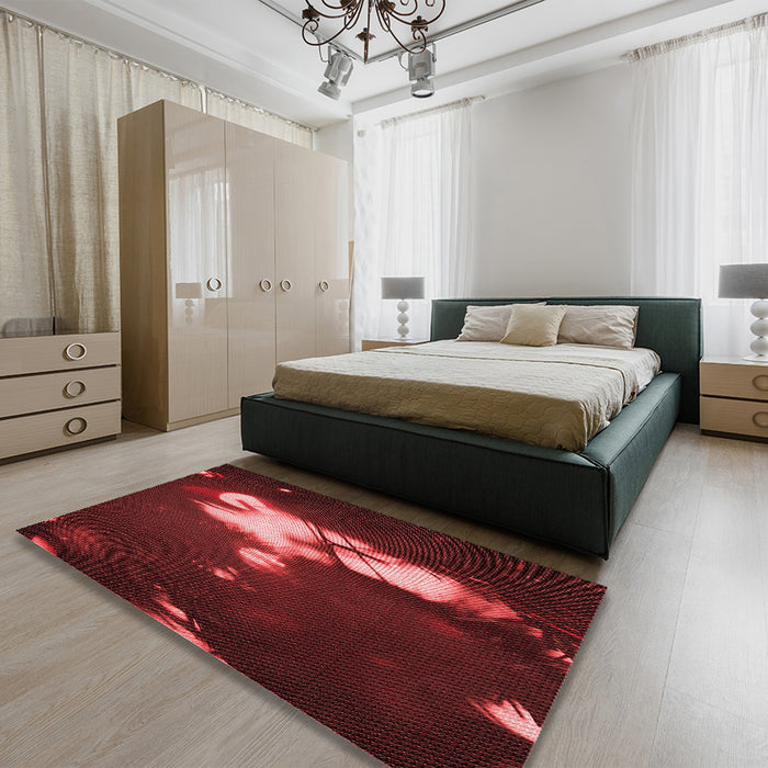 Patterned Maroon Red Rug in a Bedroom, pat154rd