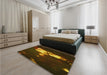 Patterned Black Brown Rug in a Bedroom, pat154yw