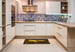 Patterned Black Brown Rug in a Kitchen, pat154yw