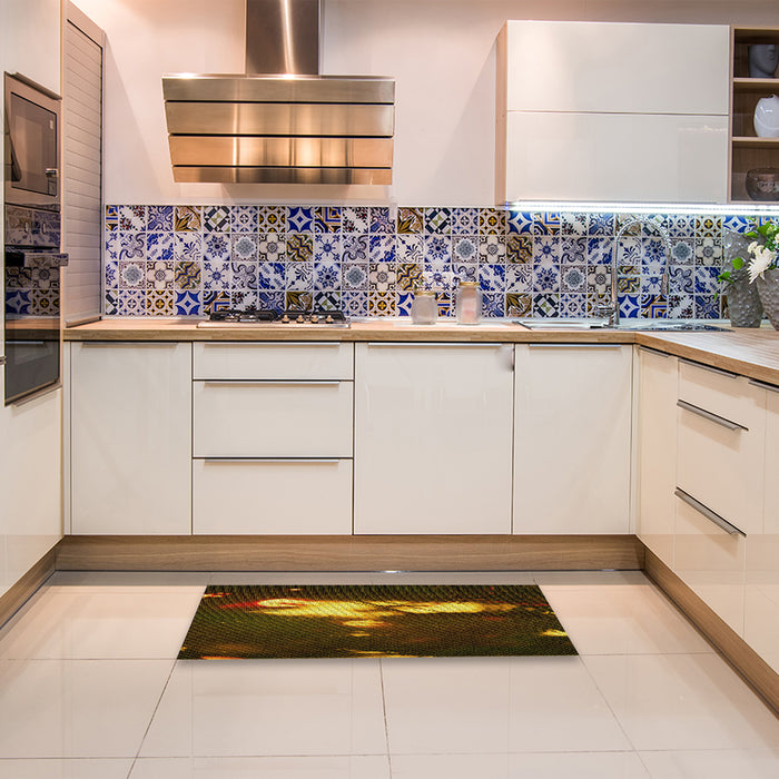 Patterned Black Brown Rug in a Kitchen, pat154yw