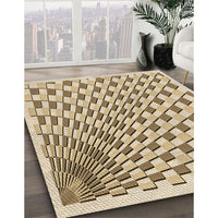 Patterned Khaki Gold Rug, pat1540brn