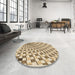 Round Patterned Khaki Gold Rug in a Office, pat1540brn