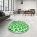 Round Patterned Jade Green Rug in a Office, pat1540grn