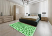 Patterned Jade Green Rug in a Bedroom, pat1540grn