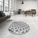 Round Patterned Silver Gray Rug in a Office, pat1540gry