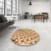 Round Patterned Brown Gold Rug in a Office, pat1540org