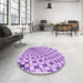 Round Patterned Blossom Pink Rug in a Office, pat1540pur