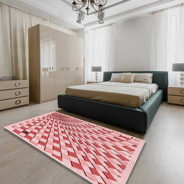 Patterned Red Rug in a Bedroom, pat1540rd