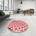 Round Patterned Red Rug in a Office, pat1540rd