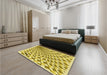 Patterned Dark Golden Brown Rug in a Bedroom, pat1540yw