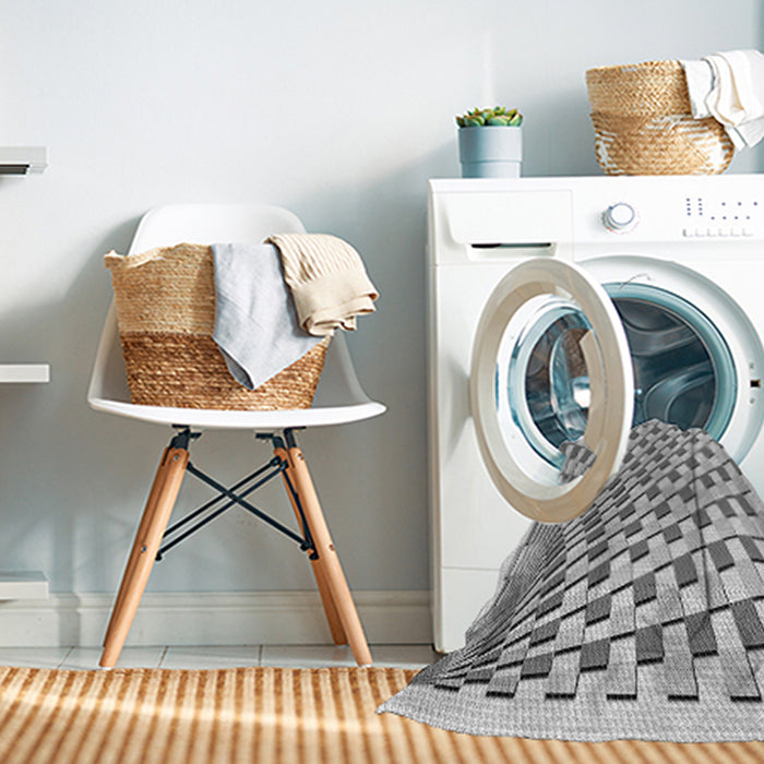 Machine Washable Transitional Grey Gray Rug in a Washing Machine, wshpat1540