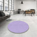 Round Patterned Purple Mimosa Purple Rug in a Office, pat1541blu