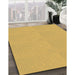 Patterned Bright Gold Yellow Rug in Family Room, pat1541brn