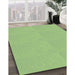 Patterned Pastel Green Rug in Family Room, pat1541lblu