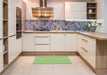 Patterned Pastel Green Rug in a Kitchen, pat1541lblu