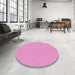 Round Patterned Violet Purple Rug in a Office, pat1541pur