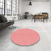 Round Patterned Pastel Pink Rug in a Office, pat1541rd