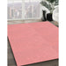 Machine Washable Transitional Pastel Pink Rug in a Family Room, wshpat1541rd