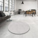 Round Patterned Dark Gray Novelty Rug in a Office, pat1542