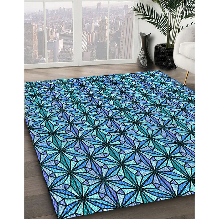 Machine Washable Transitional Lapis Blue Rug in a Family Room, wshpat1543lblu
