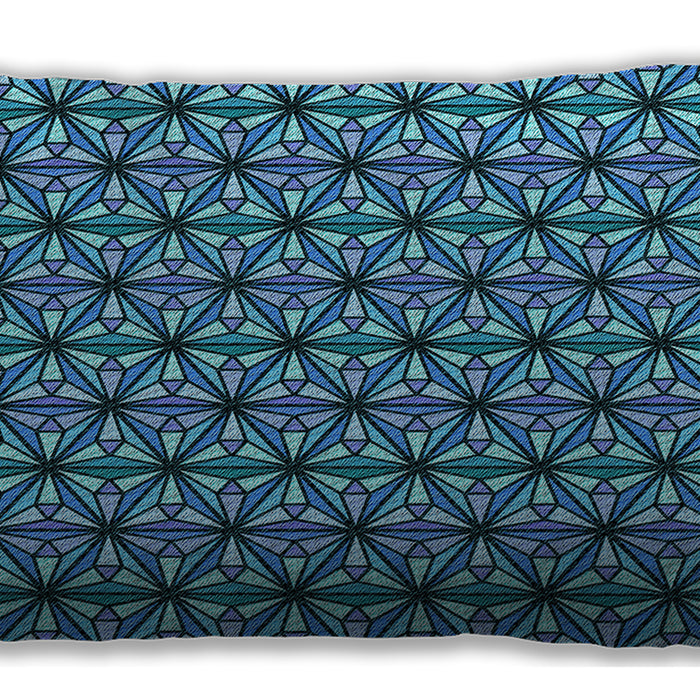 Patterned Rectangular Lapis Blue Lumbar Throw Pillow, 13 inch by 19 inch, lbpat1543lblu