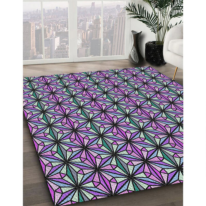 Patterned Dark Purple Novelty Rug in Family Room, pat1543