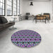 Round Patterned Dark Purple Novelty Rug in a Office, pat1543