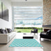 Square Patterned Blue Novelty Rug in a Living Room, pat1544