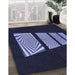 Patterned Night Blue Rug in Family Room, pat1545blu