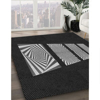 Patterned Black Rug, pat1545gry