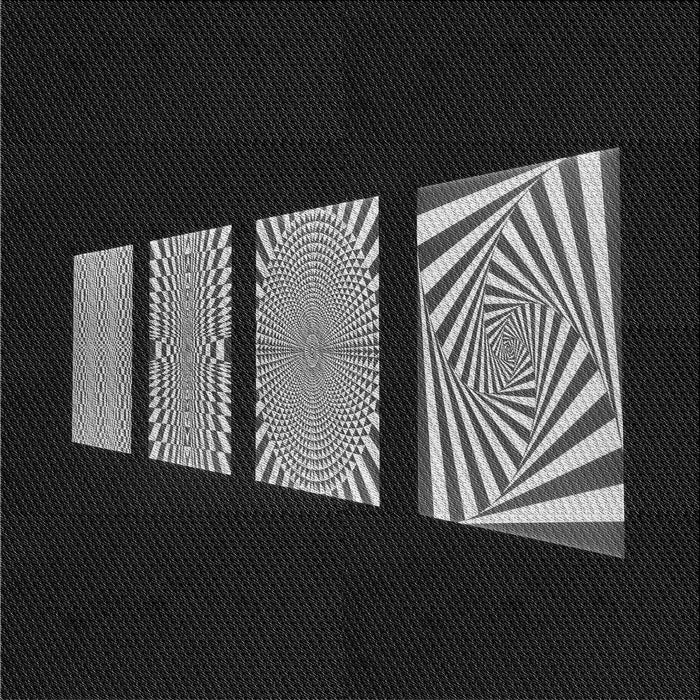 Round Patterned Black Rug, pat1545gry