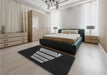 Patterned Black Rug in a Bedroom, pat1545gry