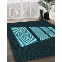 Patterned Black Rug, pat1545lblu