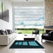 Square Patterned Black Rug in a Living Room, pat1545lblu