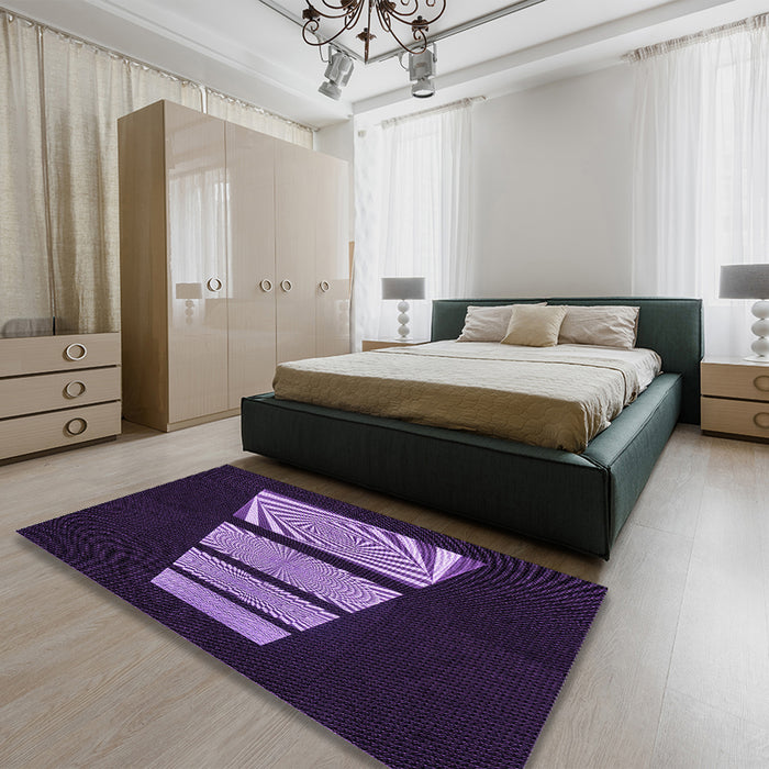 Patterned Purple Violet Purple Rug in a Bedroom, pat1545pur