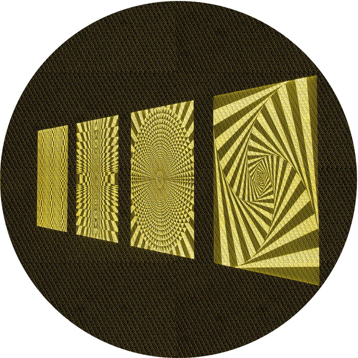 Square Machine Washable Transitional Dark Yellow Green Rug in a Living Room, wshpat1545yw