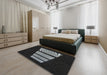 Patterned Black Novelty Rug in a Bedroom, pat1545