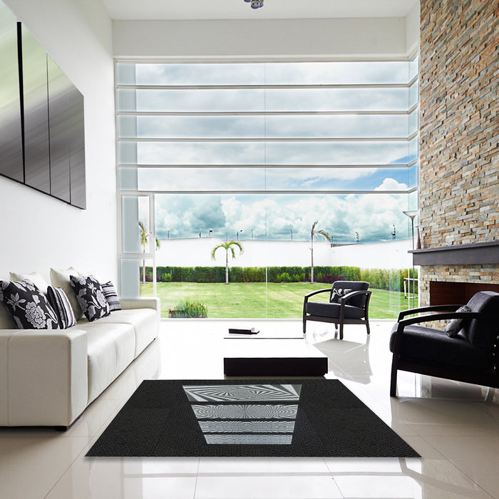 Square Machine Washable Transitional Black Rug in a Living Room, wshpat1545