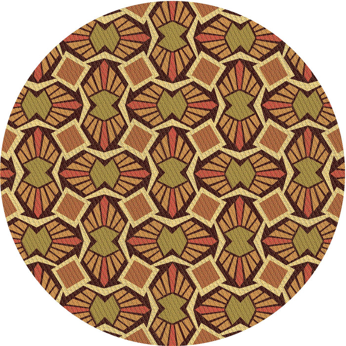 Square Patterned Saffron Red Rug, pat1546brn