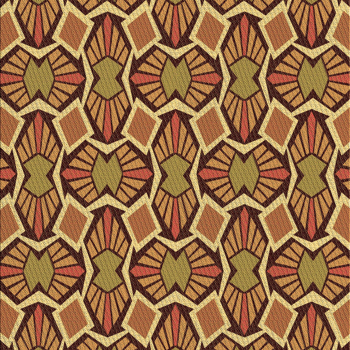 Patterned Saffron Red Rug, pat1546brn