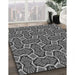 Patterned Black Rug in Family Room, pat1546gry