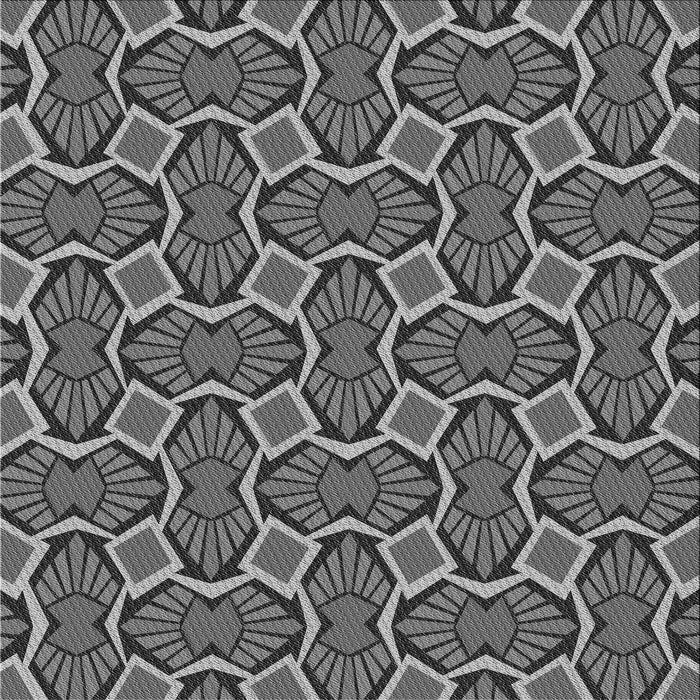 Round Patterned Black Rug, pat1546gry
