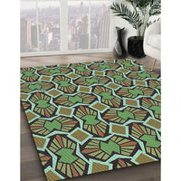 Patterned Dark Brown Rug, pat1546lblu